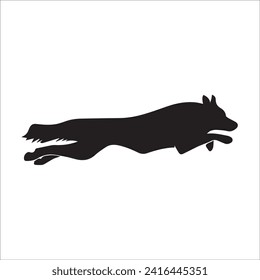 Vector silhouette of a dog on a white background. dog black image easy color change and size eps10