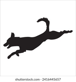 Vector silhouette of a dog on a white background. dog black image easy color change and size eps10