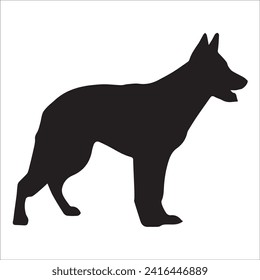 Vector silhouette of a dog on a white background. dog black image easy color change and size eps10