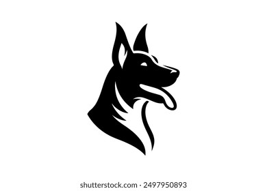 Vector silhouette of dog on white background