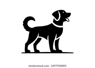 Vector silhouette of dog on white background