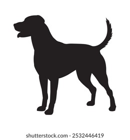 Vector silhouette of dog on white background