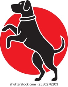 Vector silhouette of dog on white background