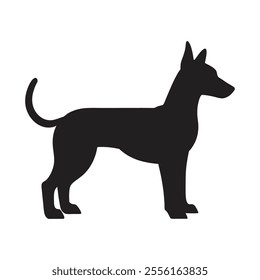 Vector silhouette of dog on white background