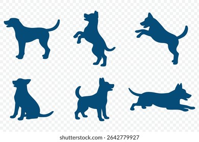 Vector silhouette of a dog on a white background.  This clean and minimal design is ideal for pet-themed graphics . 