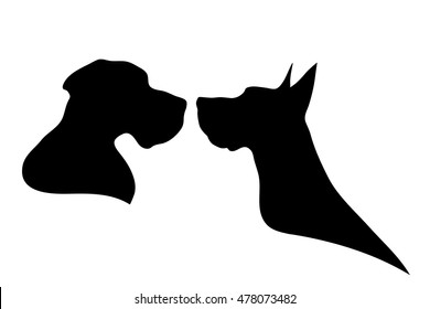 Vector silhouette of dog on a white background.