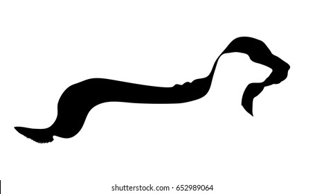 Vector silhouette of dog on white background.