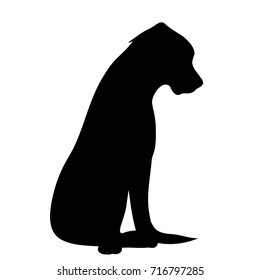 Vector silhouette of dog on white background.