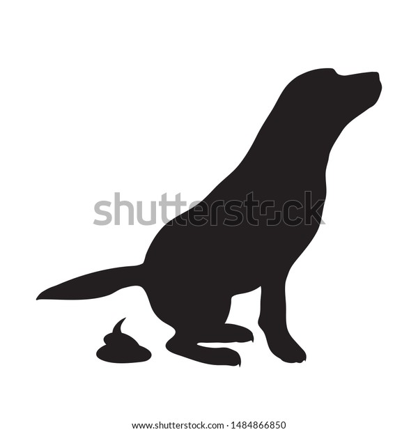 Vector Silhouette Dog Poop Mark On White Background Symbol Of Animal