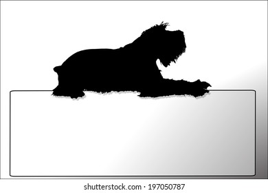 Vector silhouette of a dog with a sign for text.