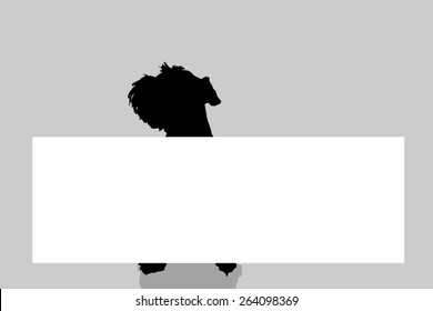 Vector silhouette of a dog with a sign for text.