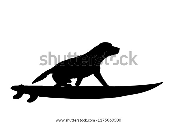Vector Silhouette Dog Surf Board On Stock Vector Royalty Free