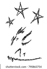 vector silhouette of a dog that barks at a star / three cherished wishes