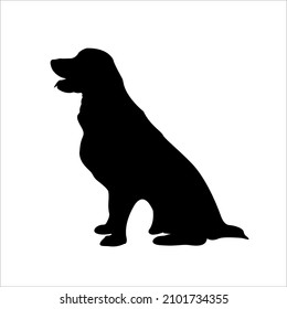 Vector silhouette of dog white background