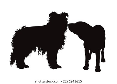 Vector silhouette of dogs on white background. Symbol of animal and pet.