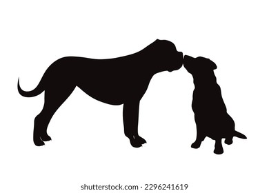 Vector silhouette of dogs on white background. Symbol of animal and pet.