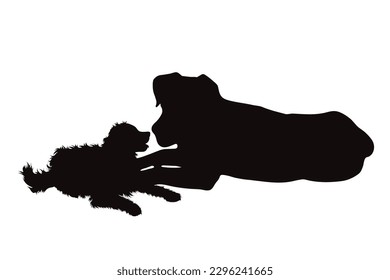 Silueta vectorial de perros con fondo blanco. Símbolo de animal y mascota.