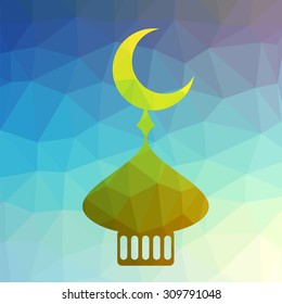 Vector Silhouette Dome Icon Isolated on Blue Polygonal Background