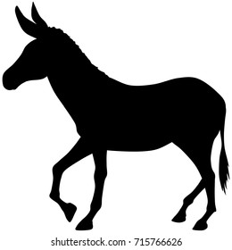 vector silhouette of donkey