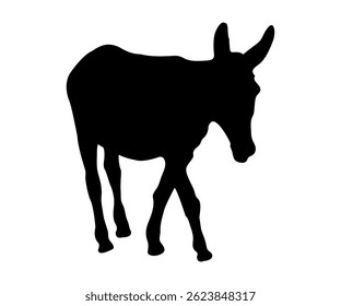 silhueta vetorial de um burro isolado sobre fundo branco
