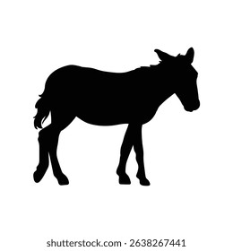 Vector Silhouette Donkey with separate white background