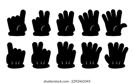vector silhouette doodle counting 1,2,3,4,5, or vote hand with glove 
