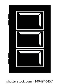 Vector silhouette of door. Front view. Motives of dwelling, house life, construction, architecture, interior