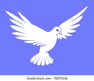 paloma de silueta vectorial en fondo azul