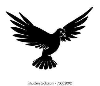 paloma de silueta vectorial sobre fondo blanco