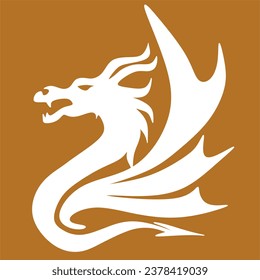 Vector silhouette of dragon symbol . line art.