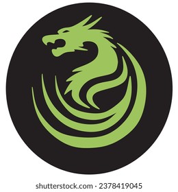 Vector silhouette of dragon symbol . line art.