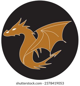 Vector silhouette of dragon symbol . line art.