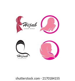 Vector Silhouette Drawing of Muslim Woman with Hijab ,Arab Woman . For Logo Template Icon Hijab Store Muslim Store etc. - Vector