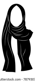 Vector Silhouette Drawing of Muslim Woman with Hijab ,Arab Woman . For Logo Template Icon Hijab Store Muslim Store etc.