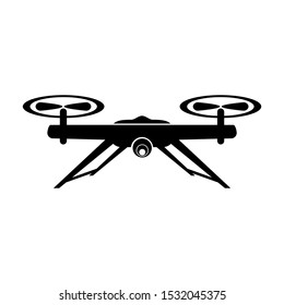 Vector Silhouette of Drone, isolated on white background
