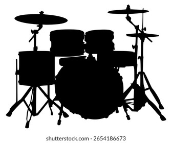 Vector Silhouette Of A Drum Kit.