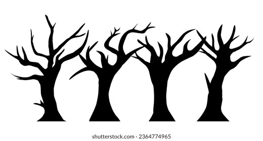 vector silhouette of dry dead tree