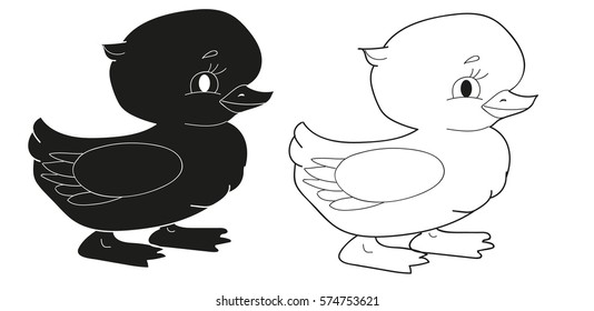 vector silhouette duckling cartoon