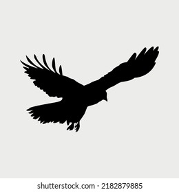 Silueta vectorial de un águila, ilustración vectorial de pájaro, icono animal.