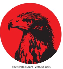 vector silhouette of an eagle in a circle on a red background