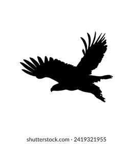 Vector silhouette of an eagle. Suitable for various designs related to the symbolism of majesty, freedom and strength often associated with eagles.