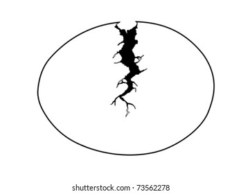 vector silhouette egg with rift on white background