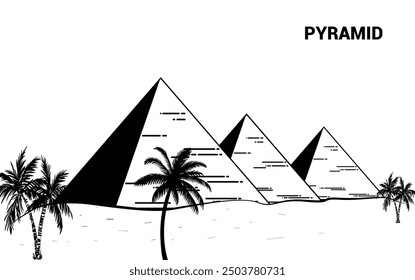 A vector silhouette of the Egyptian Pyramid, perfect for logos, posters, and educational materials. Customize and scale effortlessly for any creative project or branding