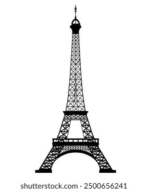 Vector silhouette of Eiffel tower prepared and cleaned