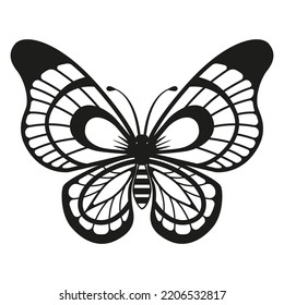 Vector silhouette elegant butterfly isolated on white background