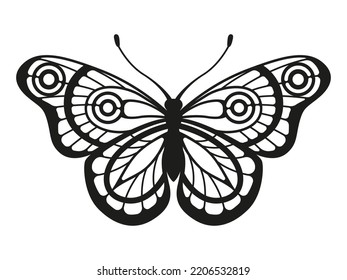 Vector silhouette elegant butterfly isolated on white background