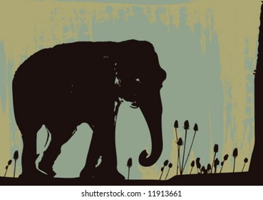 vector silhouette of an elephant