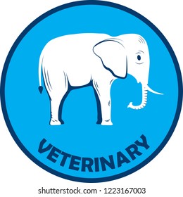Vector silhouette of an elephant. Logo for veterinary clinic.