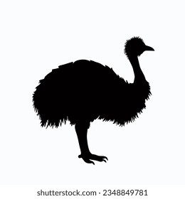 Vector Silhouette of Emu, Tall Emu Illustration for Wildlife and Nature Themes