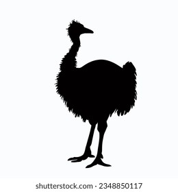 Vector Silhouette of Emu, Tall Emu Illustration for Wildlife and Nature Themes